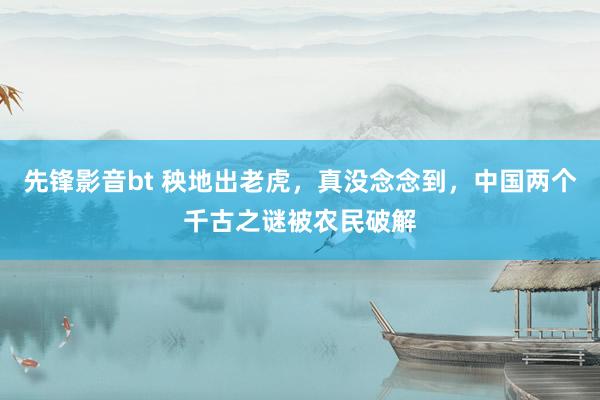 先锋影音bt 秧地出老虎，真没念念到，中国两个千古之谜被农民破解