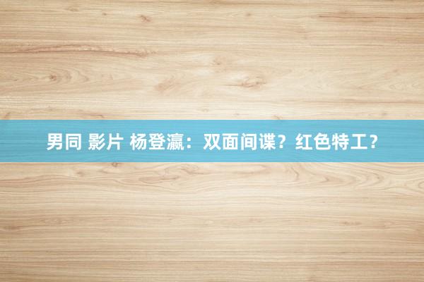 男同 影片 杨登瀛：双面间谍？红色特工？