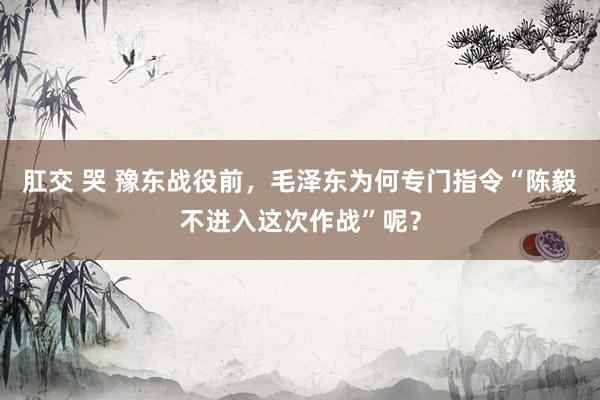 肛交 哭 豫东战役前，毛泽东为何专门指令“陈毅不进入这次作战”呢？