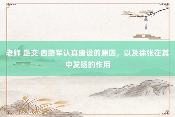 老师 足交 西路军认真建设的原因，以及徐张在其中发扬的作用