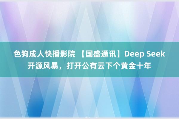 色狗成人快播影院 【国盛通讯】Deep Seek开源风暴，打开公有云下个黄金十年