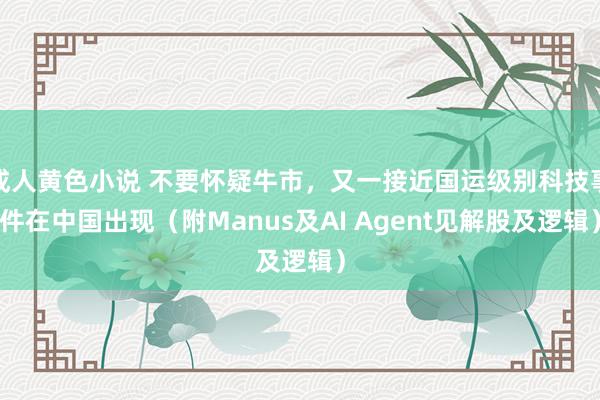成人黄色小说 不要怀疑牛市，又一接近国运级别科技事件在中国出现（附Manus及AI Agent见解股及逻辑）