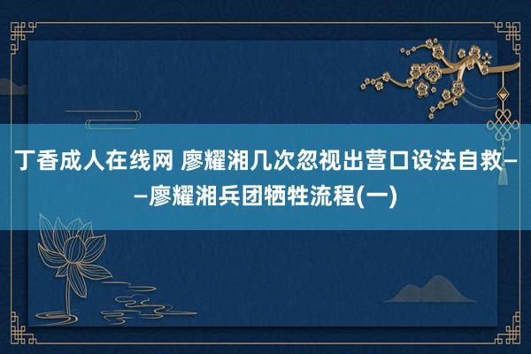 丁香成人在线网 廖耀湘几次忽视出营口设法自救——廖耀湘兵团牺牲流程(一)